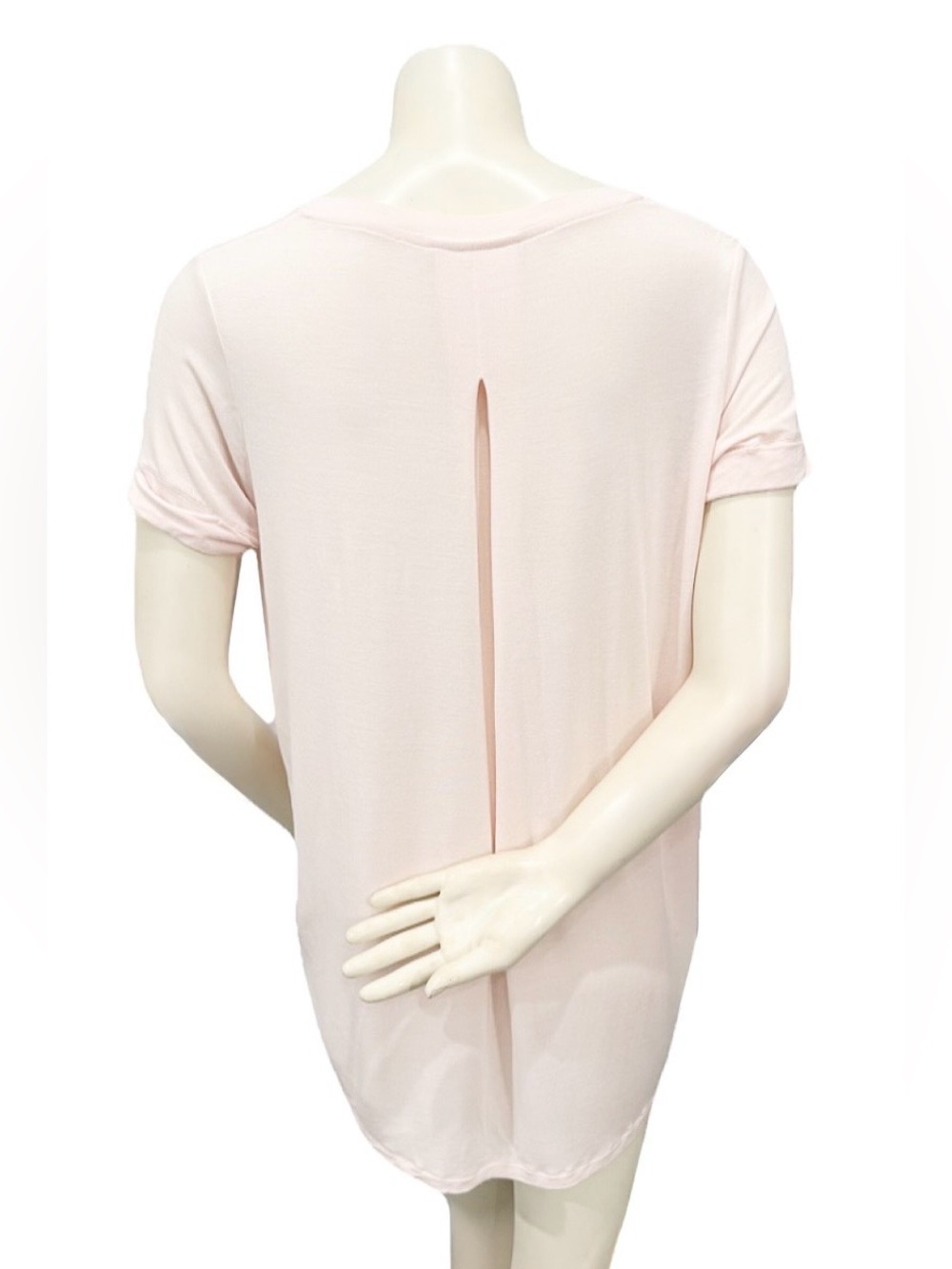 Majestic Filatures Pink V-Neck Tee Size S (4) Soft Stretch Top - Picture 2 of 6